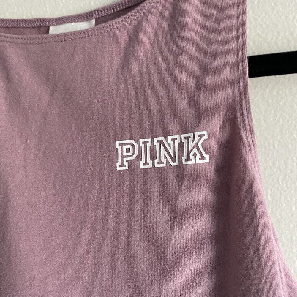 PINK Victorias Secret Women M Mauve Logo High Neck Sleeveless Tank Bodysuit - Picture 5 of 8